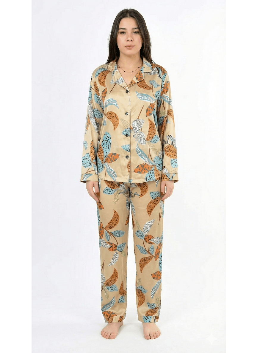 The Golden Leaf Satin Pajama Set
