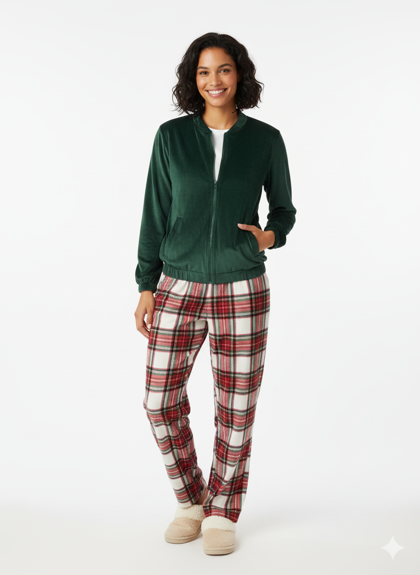 🎁 The Evergreen Velvet Plaid Set 🎄
