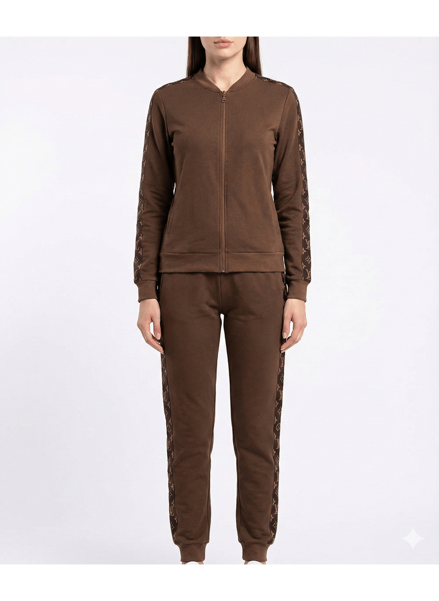 The Luxe Monogram Stripe Track Set