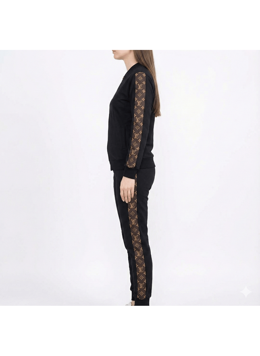 The Luxe Monogram Stripe Track Set