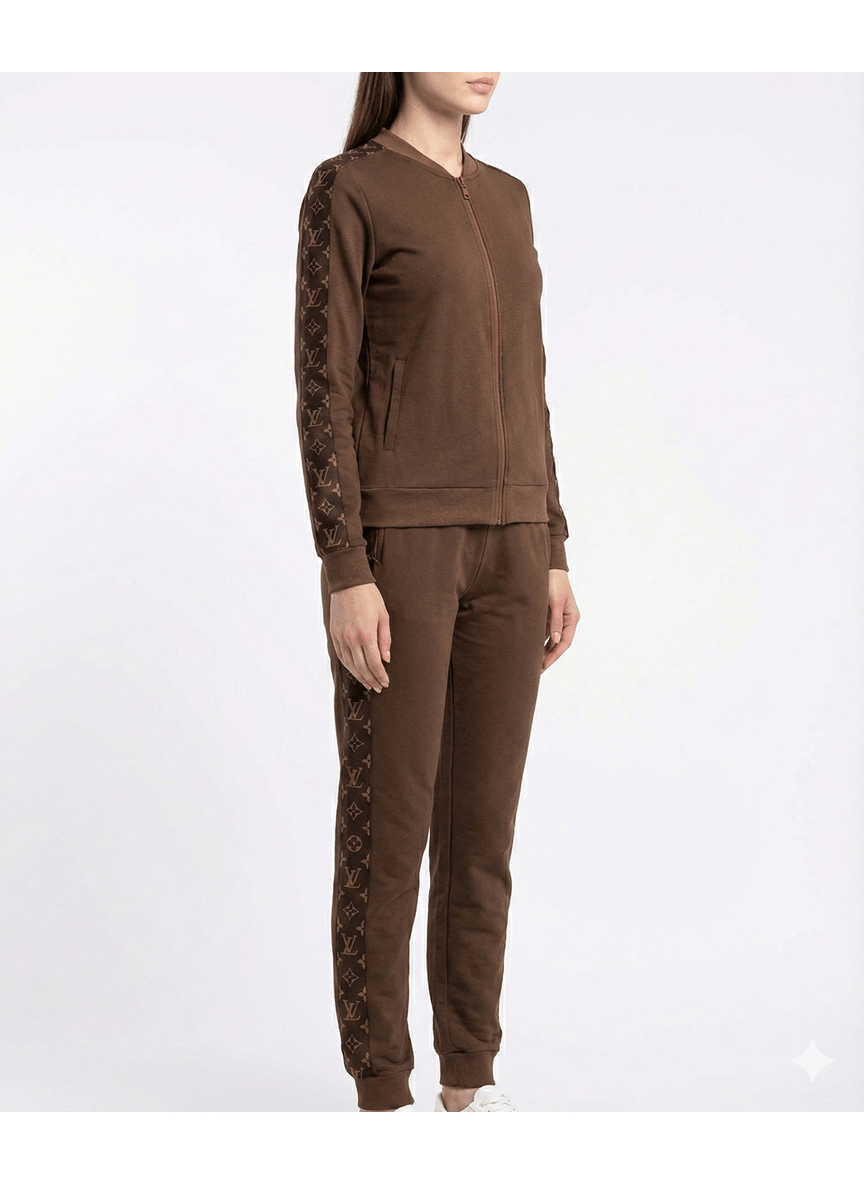 The Luxe Monogram Stripe Track Set