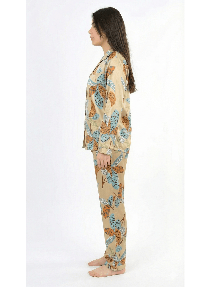 The Golden Leaf Satin Pajama Set