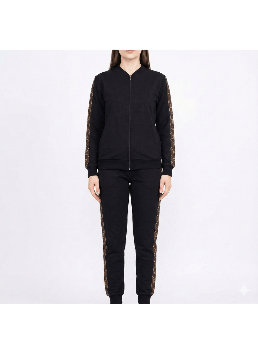 The Luxe Monogram Stripe Track Set